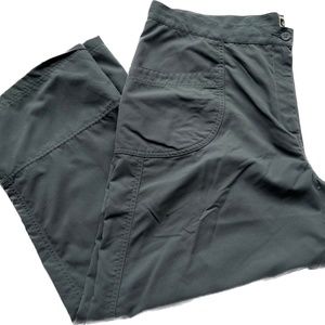 Tilley Endurables Pants Size 16 Cropped Wide Leg Gray High Waist Roll Tab Legs
